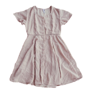 Blush pink polka dot button-up tunic dress